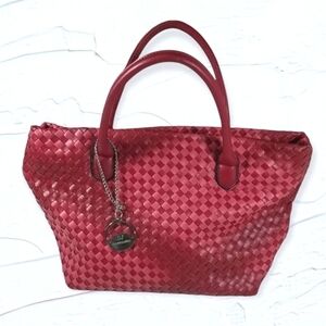 David Jones Paris Tote Bag Woven Red With Charm